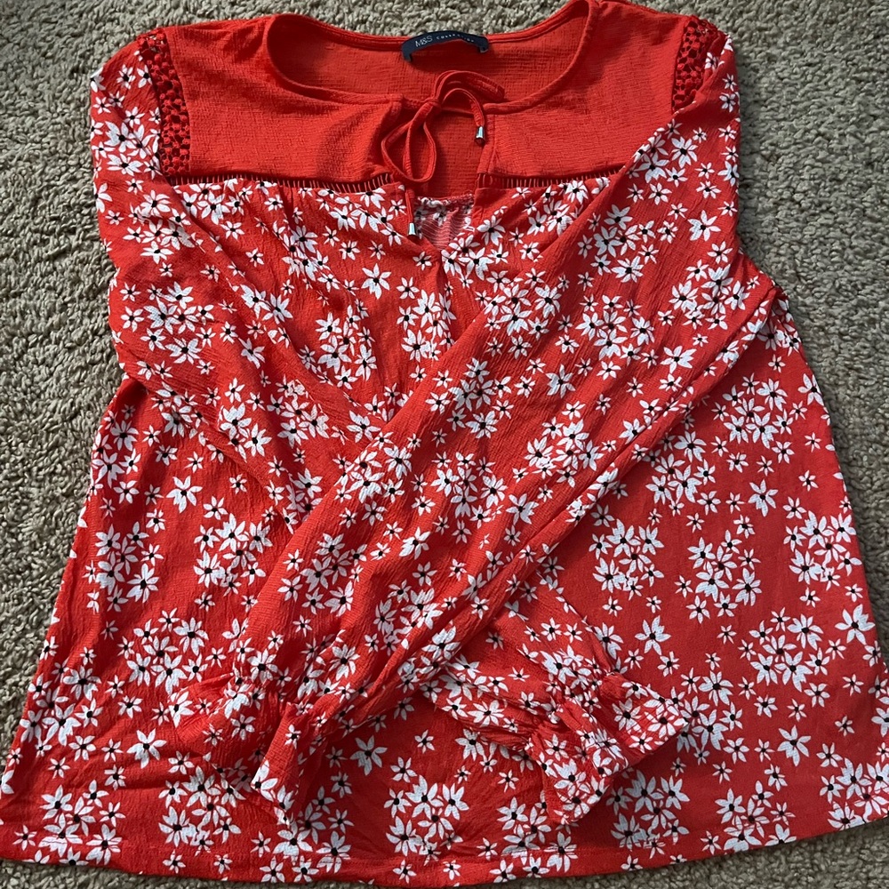 Floral Red Women's Top